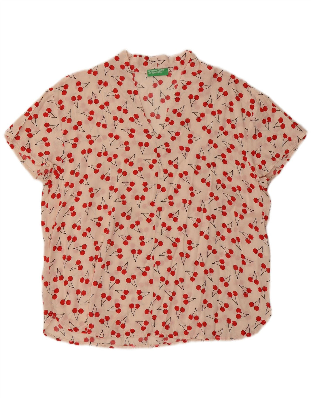 BENETTON Womens Oversized Blouse Top UK 10 Small Off White