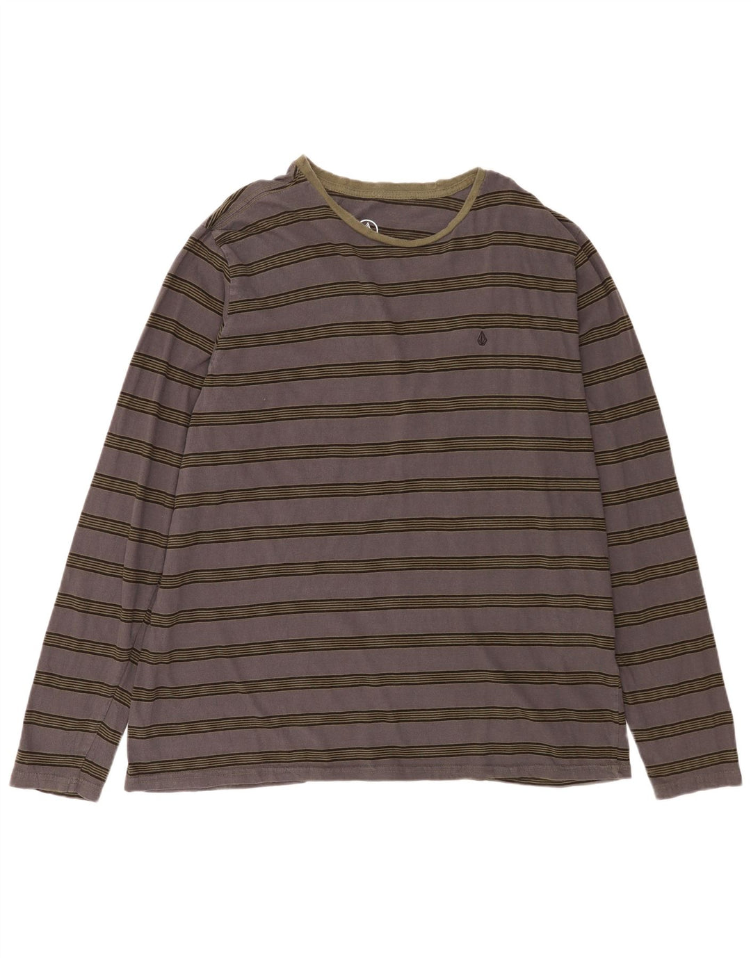 Volcom Herren-Top, langärmelig, 2XL, grau gestreift, Baumwolle
