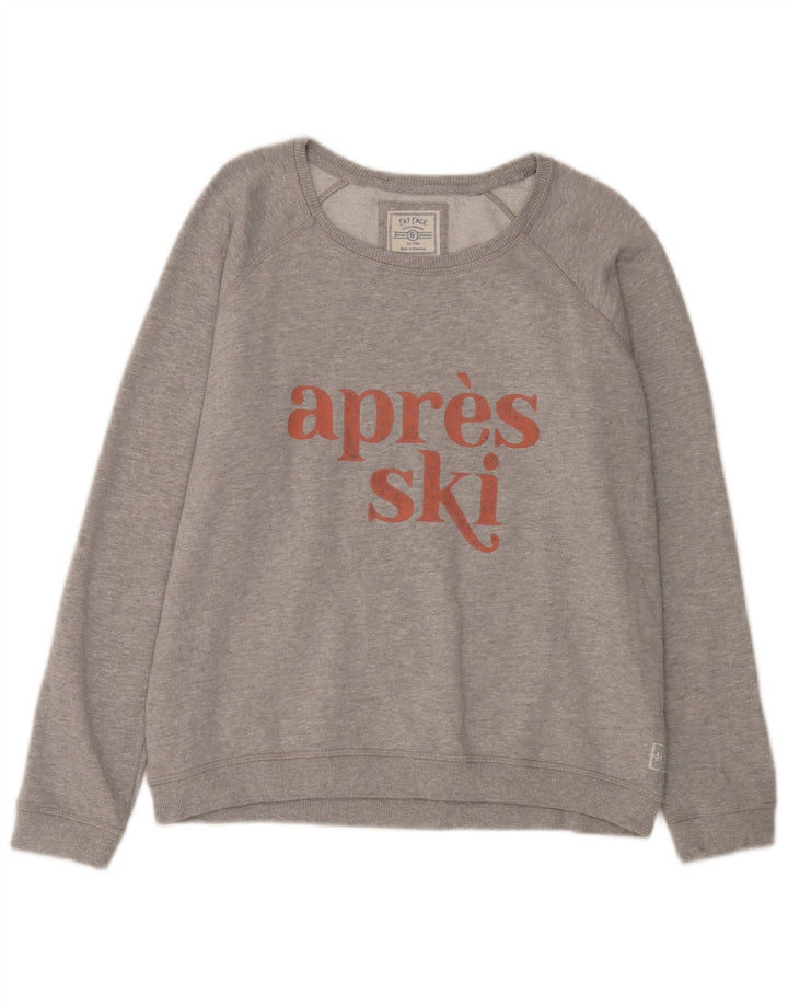 Fat Face Damen-Sweatshirt mit Grafik, UK 14, mittelgraue Baumwolle