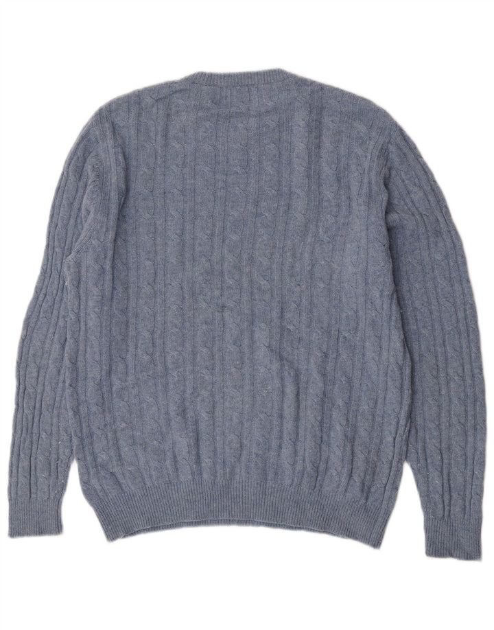 Jack Wills Herren The Marlow Pullover mit Rundhalsausschnitt, Größe L, aus blauer Wolle