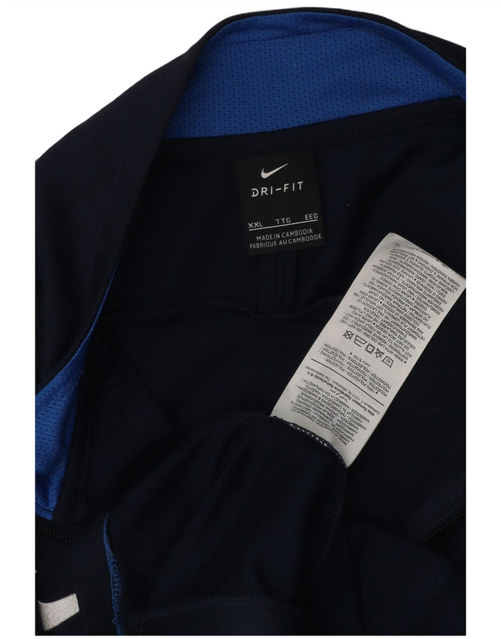 Nike Herren Dri Fit Trainingsanzug Top Jacke 2XL Marineblau Colourblock Polyester