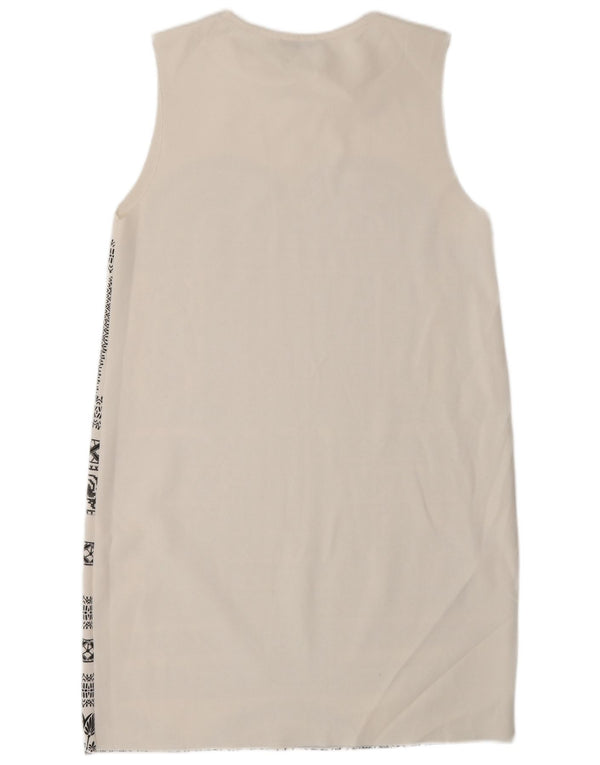 Zara Womens Sleeveless Shift Dress UK 12 Medium White Geometric