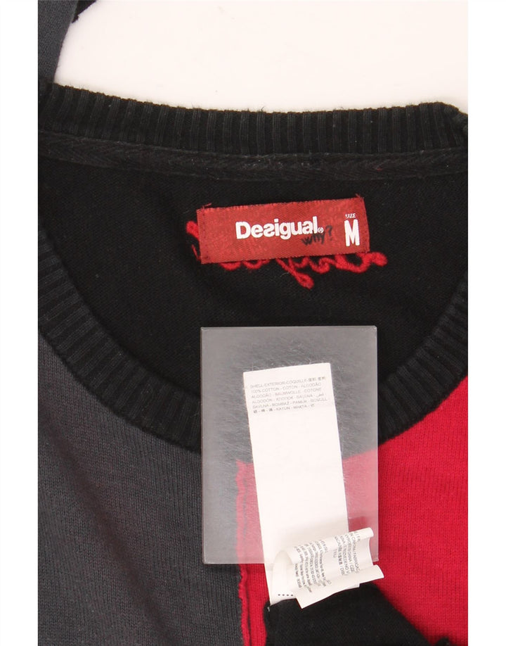 Desigual Herren-Pullover mit Rundhalsausschnitt, Mittelschwarz, Colourblock-Baumwolle