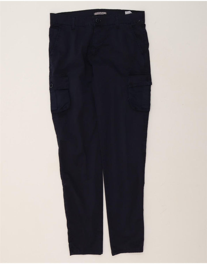 Vintage Herren Slim Cargohose IT 48 Medium W32 L32 Marineblaue Baumwolle
