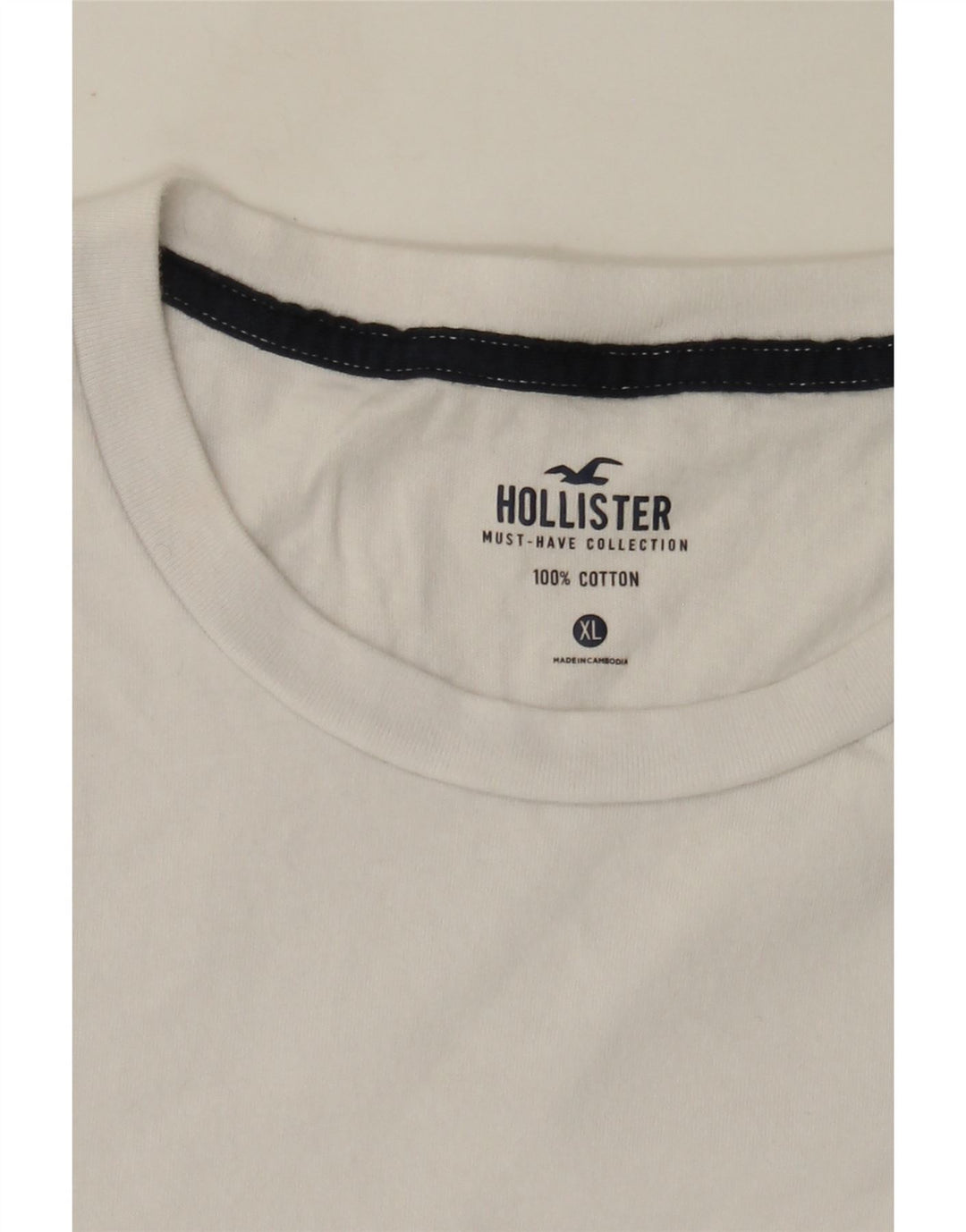 Hollister Herren T-Shirt Top XL aus weißer Baumwolle