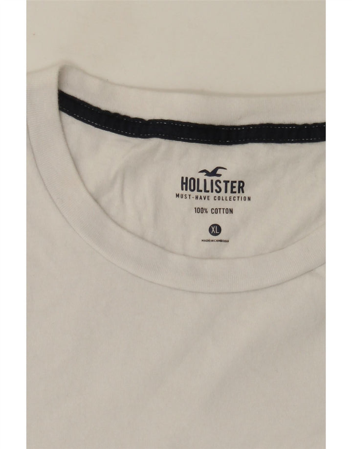 Hollister Herren T-Shirt Top XL aus weißer Baumwolle