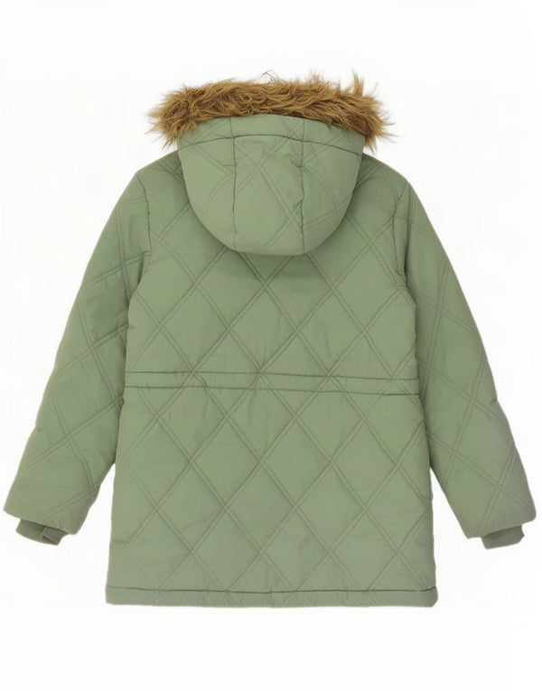 Jack Wills Steppparka mit Kapuze für Mädchen, 8–9 Jahre, grünes Polyester