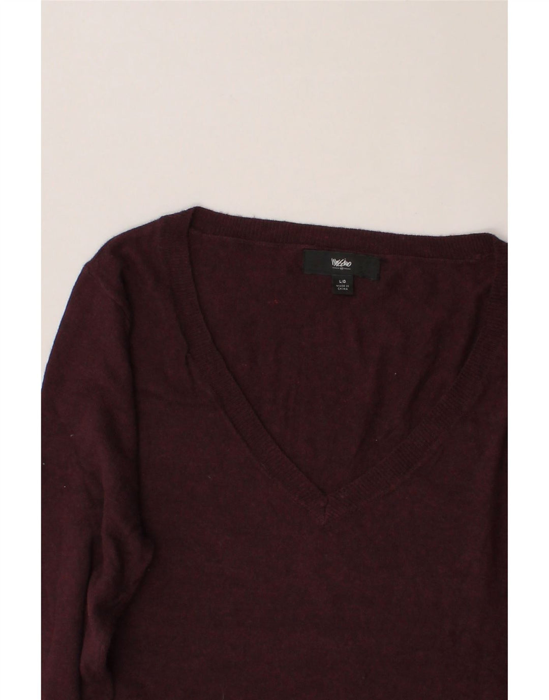 MOSSIMO Womens V-Neck Jumper Sweater UK 16 Large Maroon Nylon Vintage Mossimo and Second-Hand Mossimo from Messina Hembry 