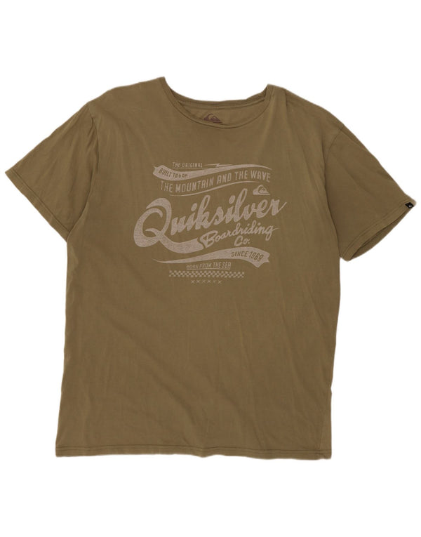 QUIKSILVER Herren Grafik T-Shirt Top 2XL Khaki Baumwolle