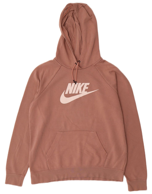 Nike Womens Graphic Hoodie Jumper UK 16 Große braune Baumwolle