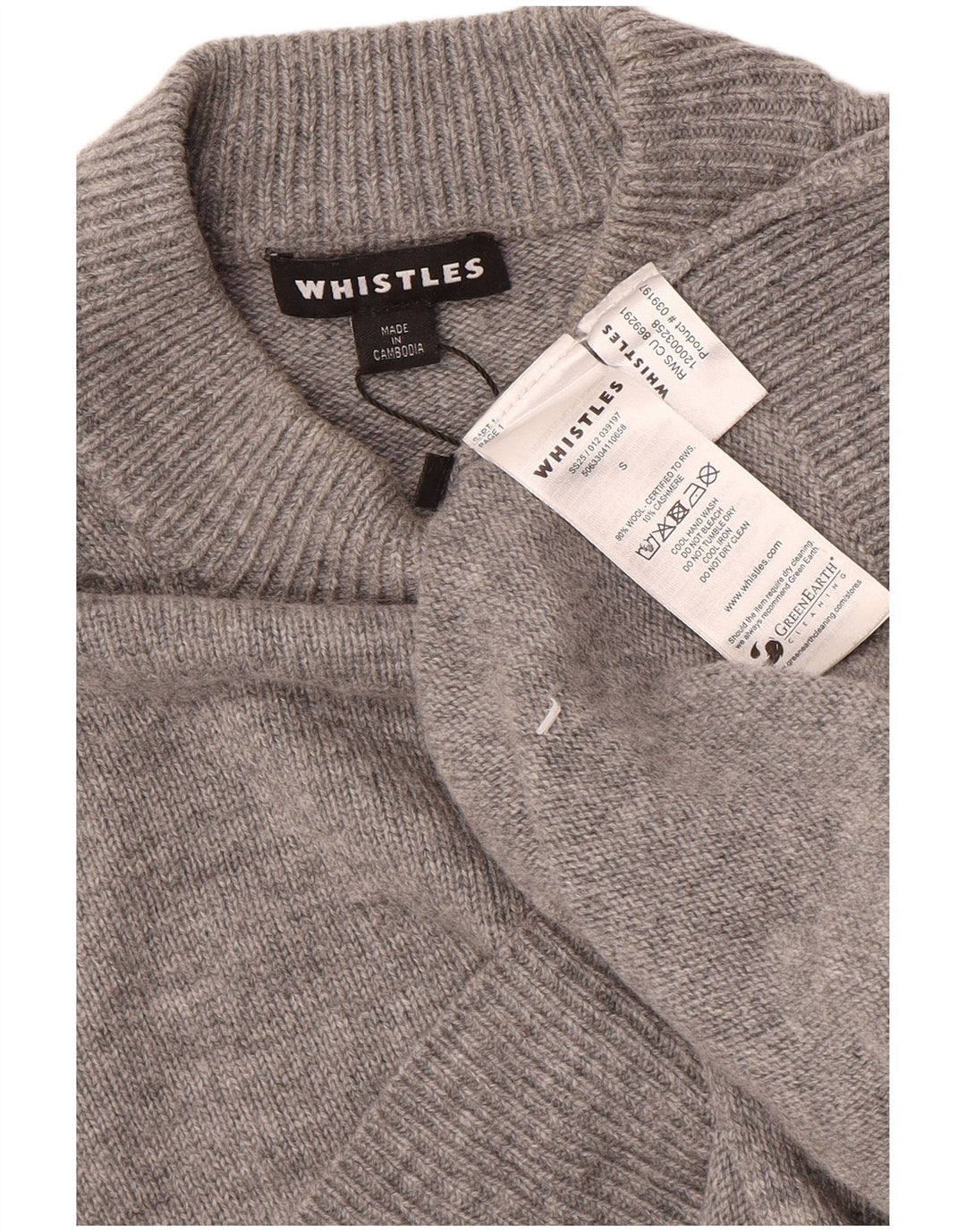 Whistles Damen-Pullover, übergroß, Rollkragenpullover, Gr. 10, Größe S, graue Wolle