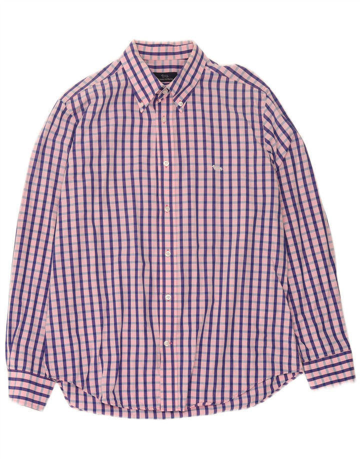 Harmont & Blaine Herrenhemd XL, rosa Gingham-Baumwolle
