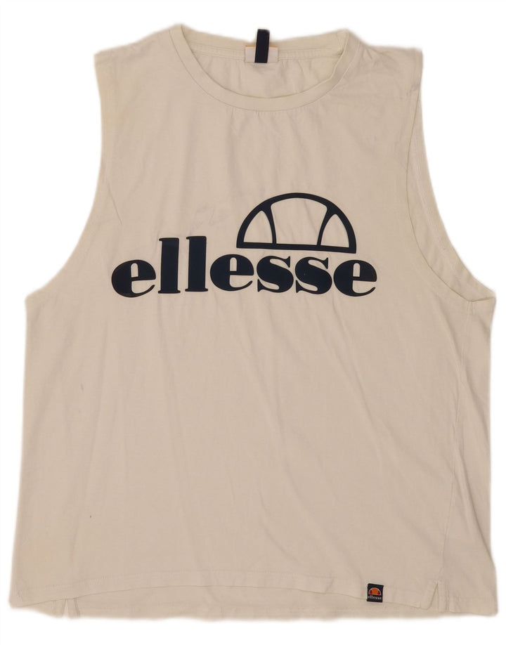 Ellesse Herren-Top mit Grafik, groß, aus weißer Baumwolle