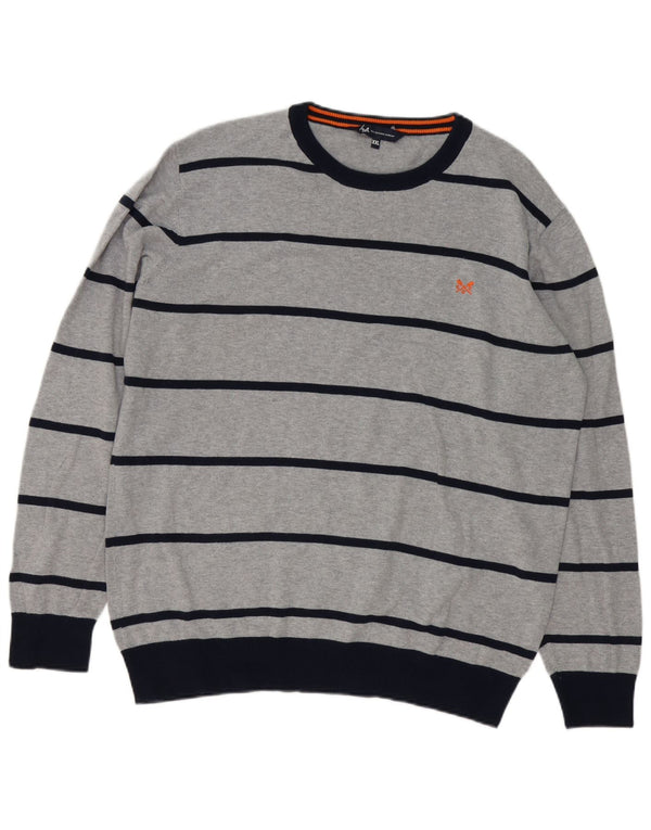 Crew Clothing Herren-Pullover, 2XL, grau gestreift, Baumwolle