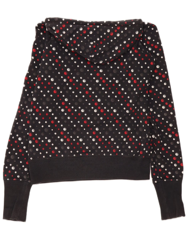 Nike Womens Graphic Hoodie Pullover UK 10 Small Schwarz gepunktete Baumwolle