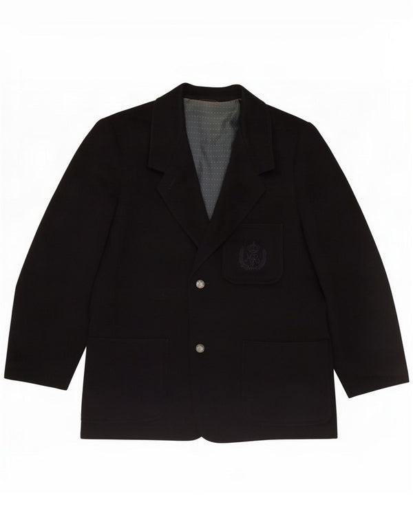 Marina Rinaldi Herren-Blazer mit 2 Knöpfen, Größe 27, große schwarze Schurwolle