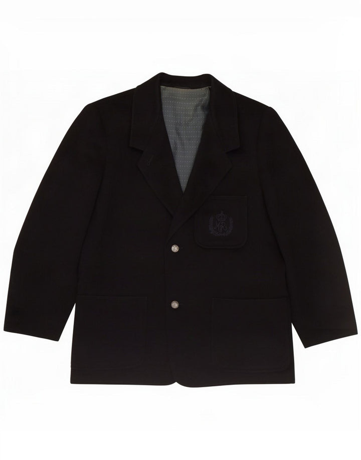 Marina Rinaldi Herren-Blazer mit 2 Knöpfen, Größe 27, große schwarze Schurwolle