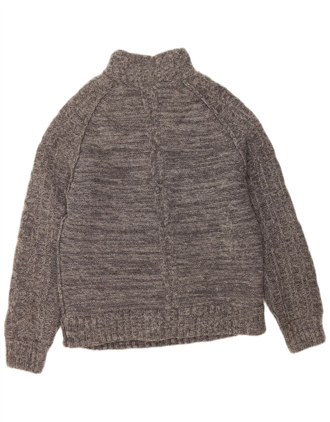 FAT FACE Herren-Pullover mit Reißverschluss am Hals, große graue Lammwolle