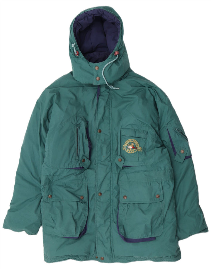 Vintage Herren Kapuzenparka Jacke UK 40 Großes grünes Polyester
