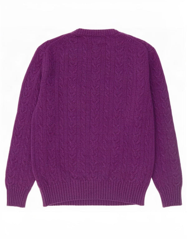 Benetton Damen-Pullover mit Rundhalsausschnitt, UK 14, mittelviolette Wolle