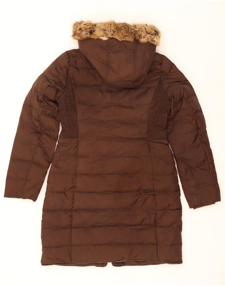 JOULES Wattierter Damenmantel mit Kapuze, UK 10, Größe S, Braun, Polyester