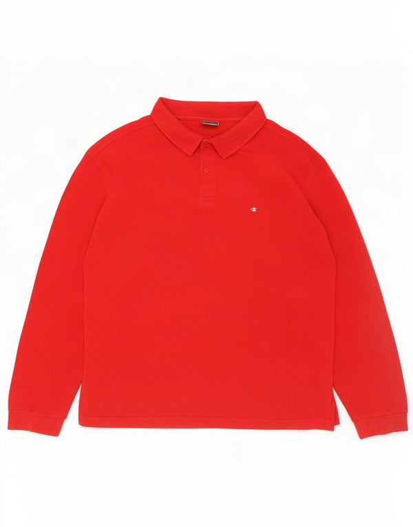 Champion Herren-Langarm-Poloshirt XL aus roter Baumwolle