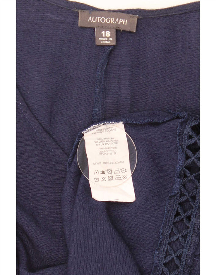 Marks & Spencer Damen Autograph Übergroßes Blusenoberteil UK 18 XL Marineblau