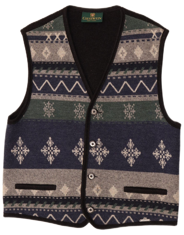 Giesswein Herren ärmelloser Cardigan-Pullover EU 58 2XL Marineblau Fair Isle