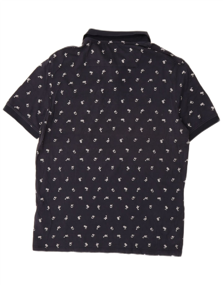 Guess Herren-Poloshirt mit normaler Passform, klein, marineblau gefleckte Baumwolle