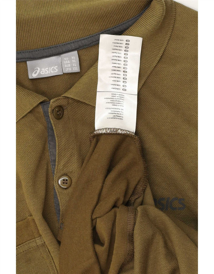 Asics Herren Poloshirt XL Khaki Baumwolle