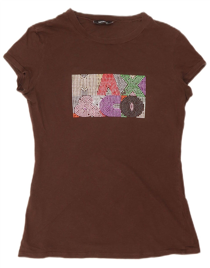 Max & Co. Grafik-T-Shirt für Damen, UK 10, Größe S, Braun