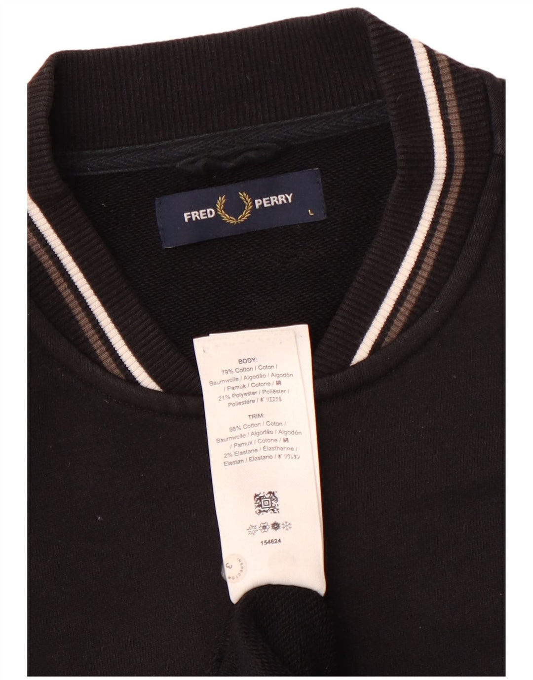 FRED PERRY Herren-Trainingsanzug-Top-Jacke, große schwarze Baumwolle
