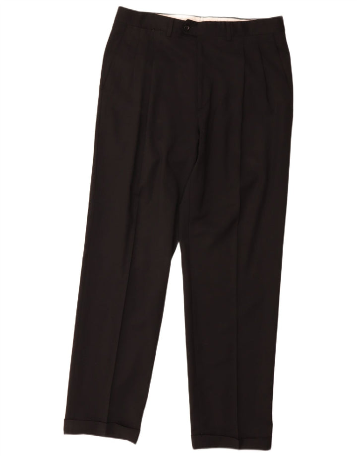 Marks & Spencer Herren-Anzughose mit Pegged-Anzug, W34, L31, schwarze Wolle
