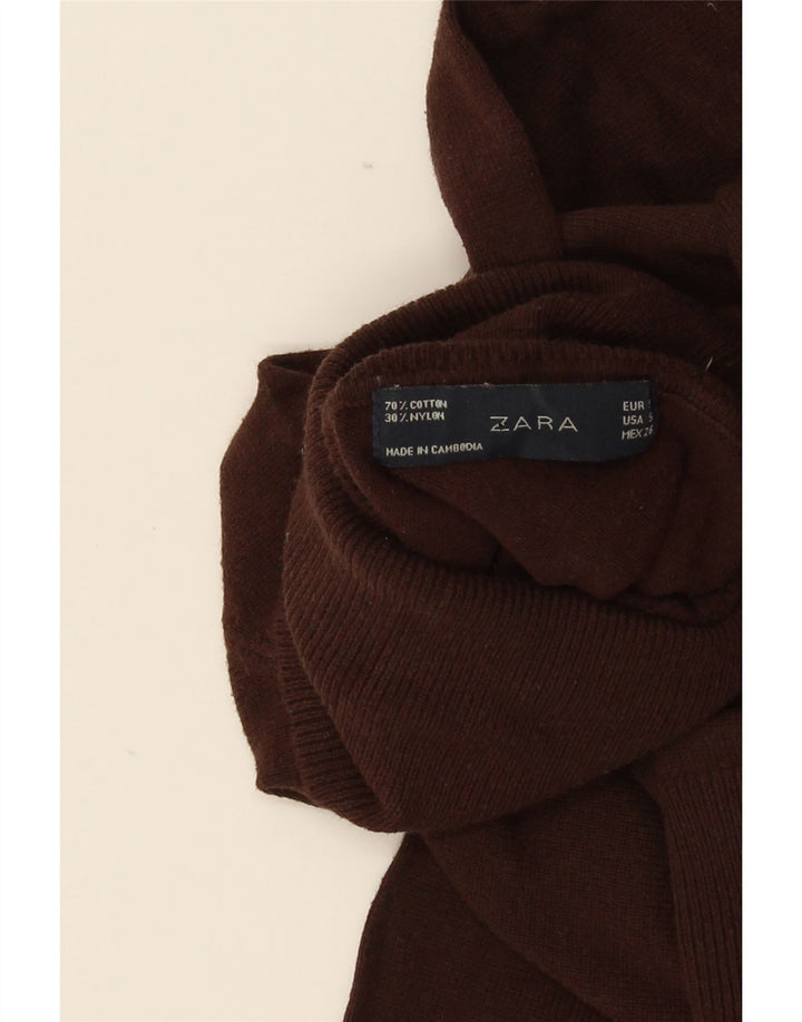 Zara Damen-Pullover mit Rollkragen, Gr. 10, Größe S, braun, Baumwolle