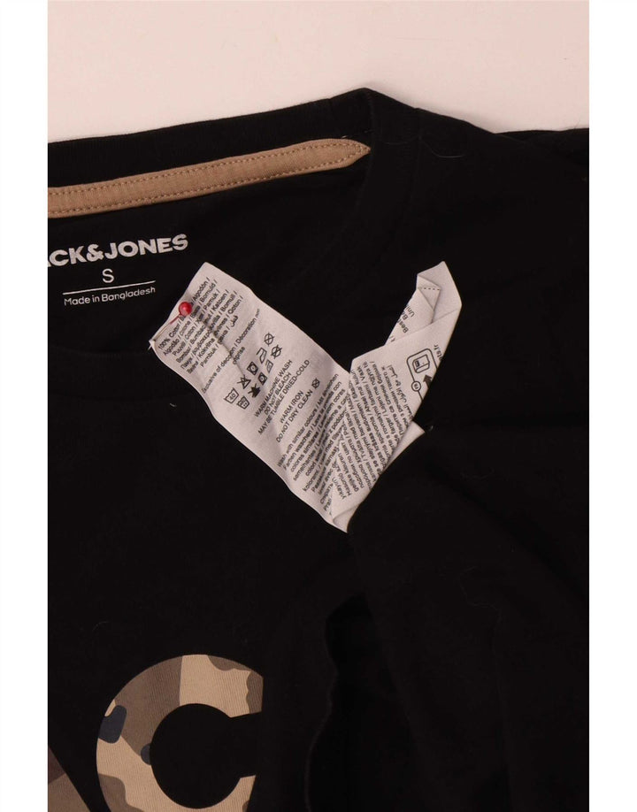 Jack & Jones Herren-T-Shirt mit Grafik, Größe S, schwarze Baumwolle