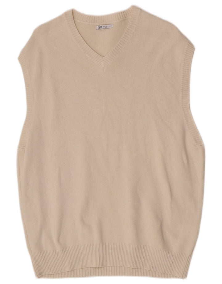 Zara Herren-Tanktop, groß, aus weißer Baumwolle