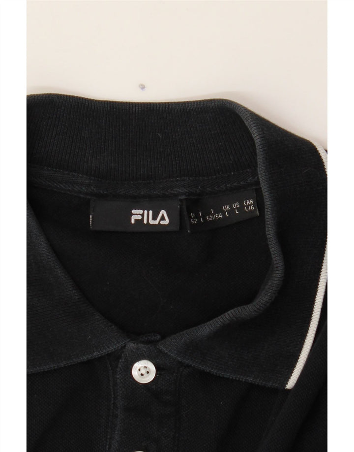 FILA Mens Polo Shirt Large Black Cotton Vintage Fila and Second-Hand Fila from Messina Hembry 