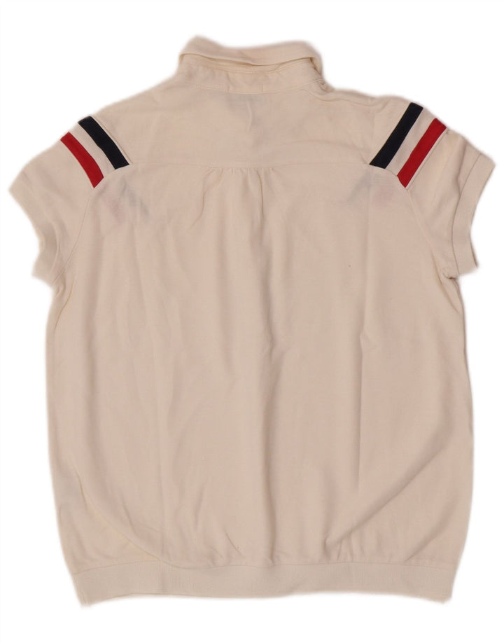 Moncler Damen Poloshirt UK 10 Small Off White gestreift