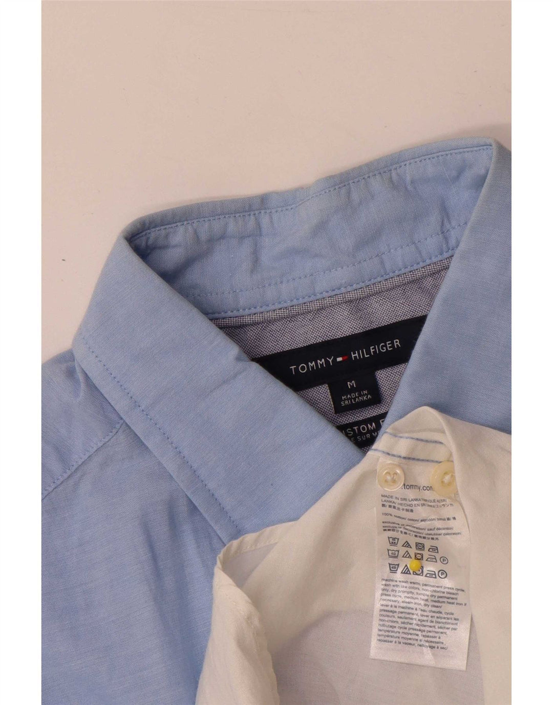 Tommy Hilfiger Herren Kurzarm-Hemd mit individueller Passform, mittelblau, Farbblock