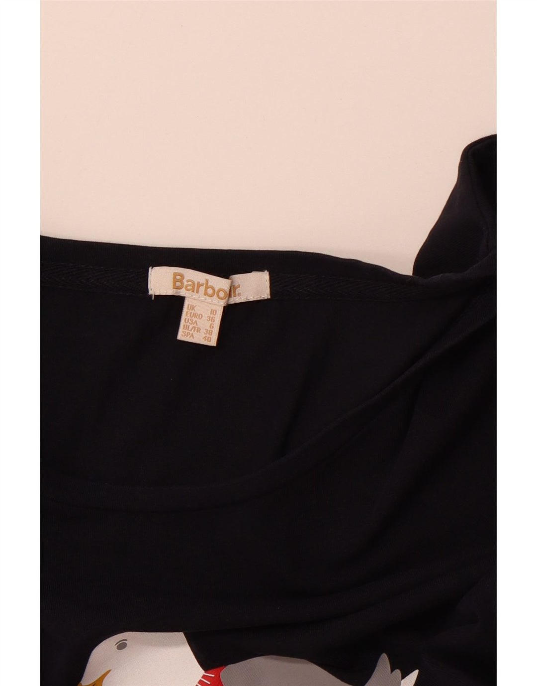 BARBOUR Damen Graphic Top Langarm UK 10 Small Marineblau Weihnachten