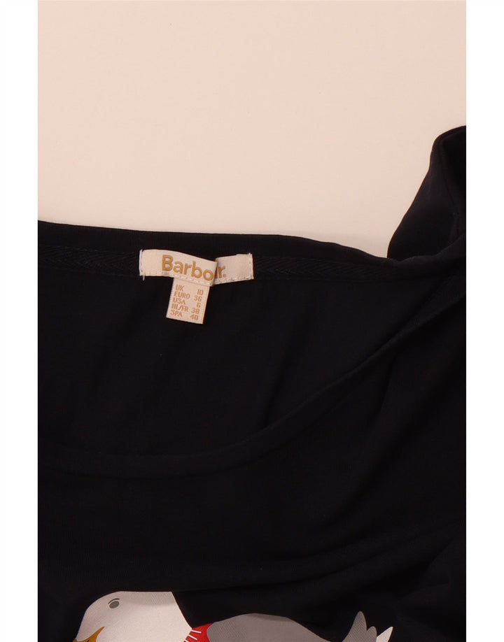 BARBOUR Damen Graphic Top Langarm UK 10 Small Marineblau Weihnachten