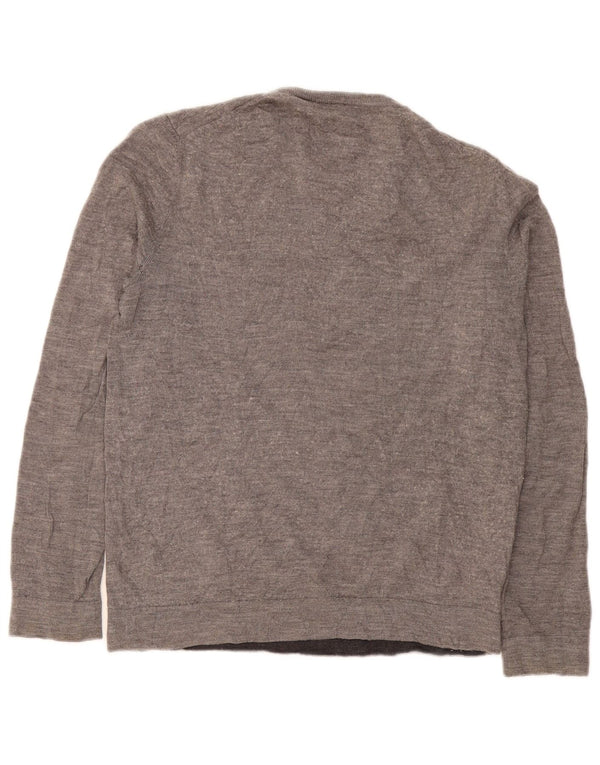 Calvin Klein Herren-Pullover mit Rundhalsausschnitt, Mittelgrau gefleckte Merinowolle