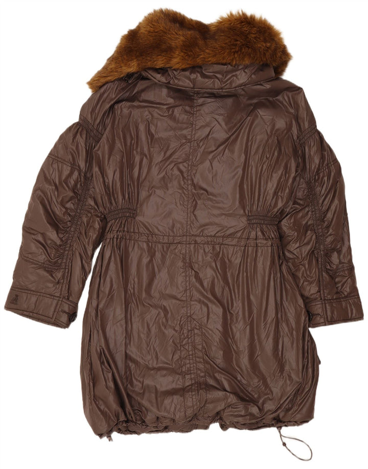 Replay Damen-Windbreaker-Mantel mit Kapuze, übergroß, Gr. 10, Größe S, Braun, Polyamid