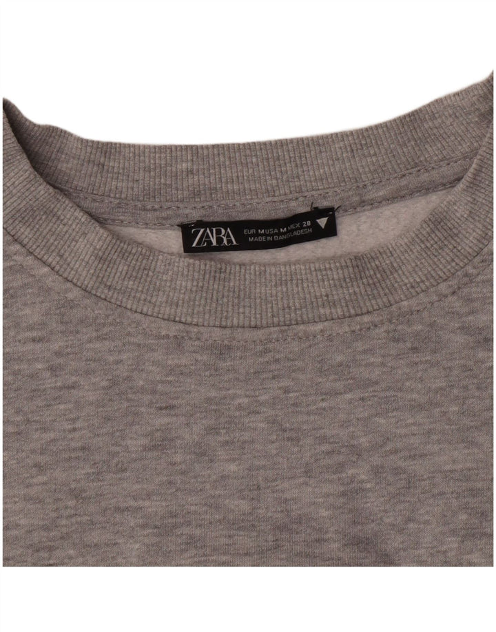 Zara Damen Crop Sweatshirt Pullover UK 12 Mittelgrau