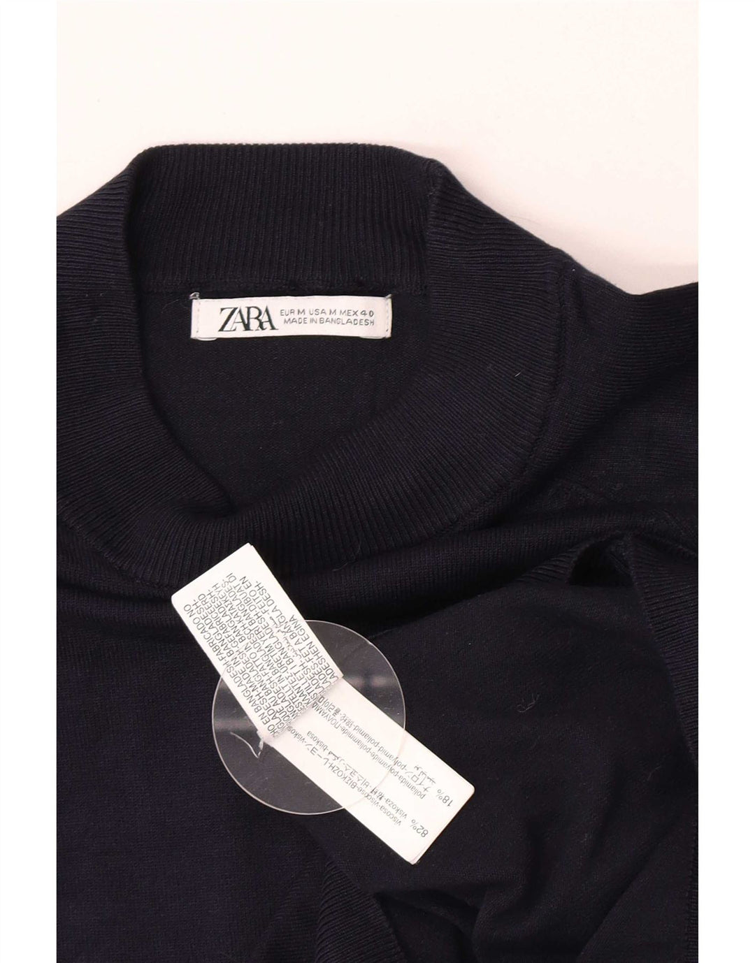 Zara Herren-Pullover mit Rundhalsausschnitt, mittlere marineblaue Viskose