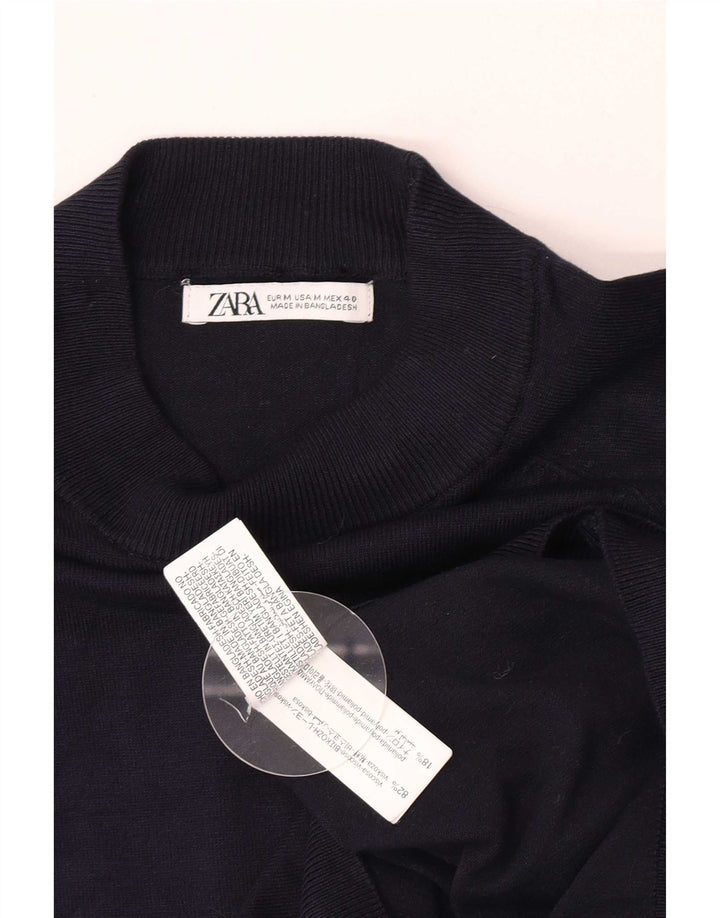 Zara Herren-Pullover mit Rundhalsausschnitt, mittlere marineblaue Viskose