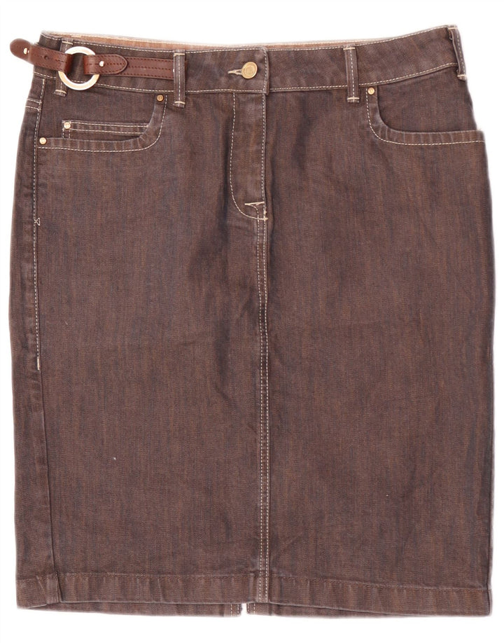 Trussardi Damen Jeansrock IT 44 Medium W32 Braune Baumwolle