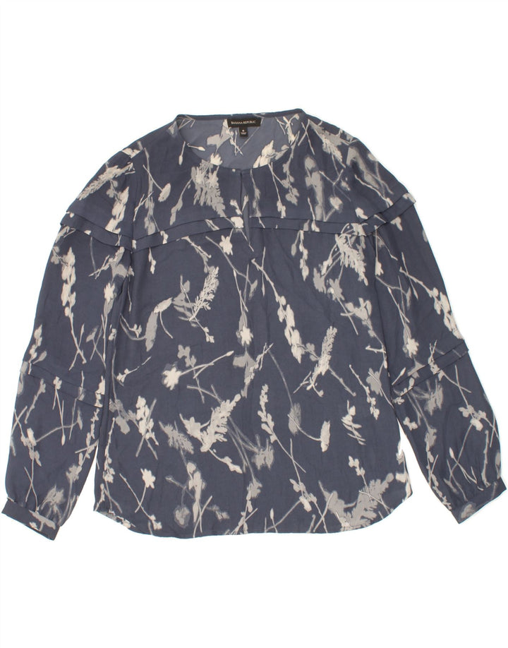 BANANA REPUBLIC Womens Abstract Pattern Blouse Top UK 10 Small Navy Blue Vintage Banana Republic and Second-Hand Banana Republic from Messina Hembry 