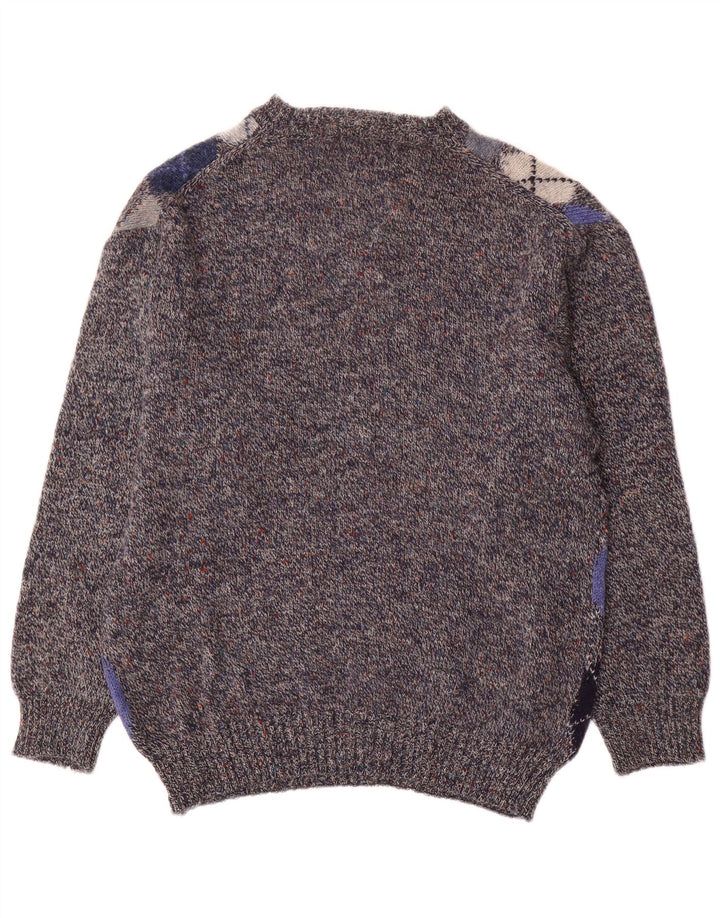 CONTE OF FLORENCE Herren-Pullover mit Rundhalsausschnitt, Größe S, Grau Argyle/Diamant