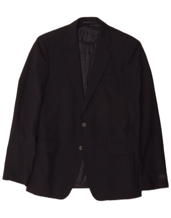Prada Herren-Blazerjacke mit 2 Knöpfen, IT 48, mittelmarineblaue Wolle